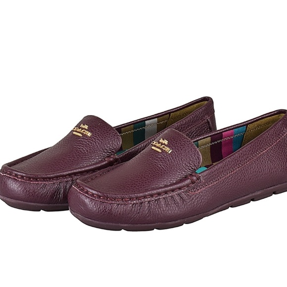 Coach Loafers Dark Cranberry Marley Driver Leather - Picture 1 of 10